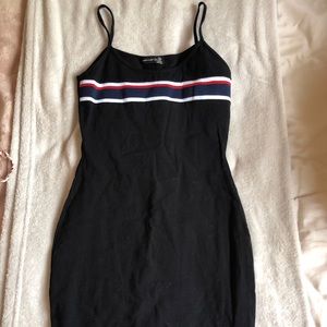 Black dress with stripes